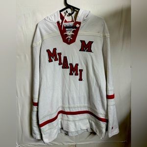 Miami Ohio University Vintage Champion White Hoodie Hockey Jersey